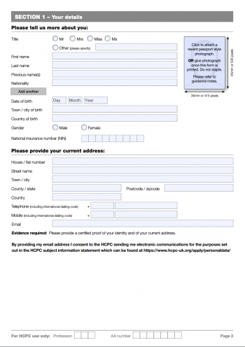 Completing your HCPC application form – FLiP