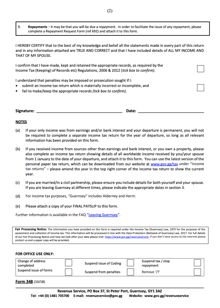 How to complete leaving guernsey form FLiP