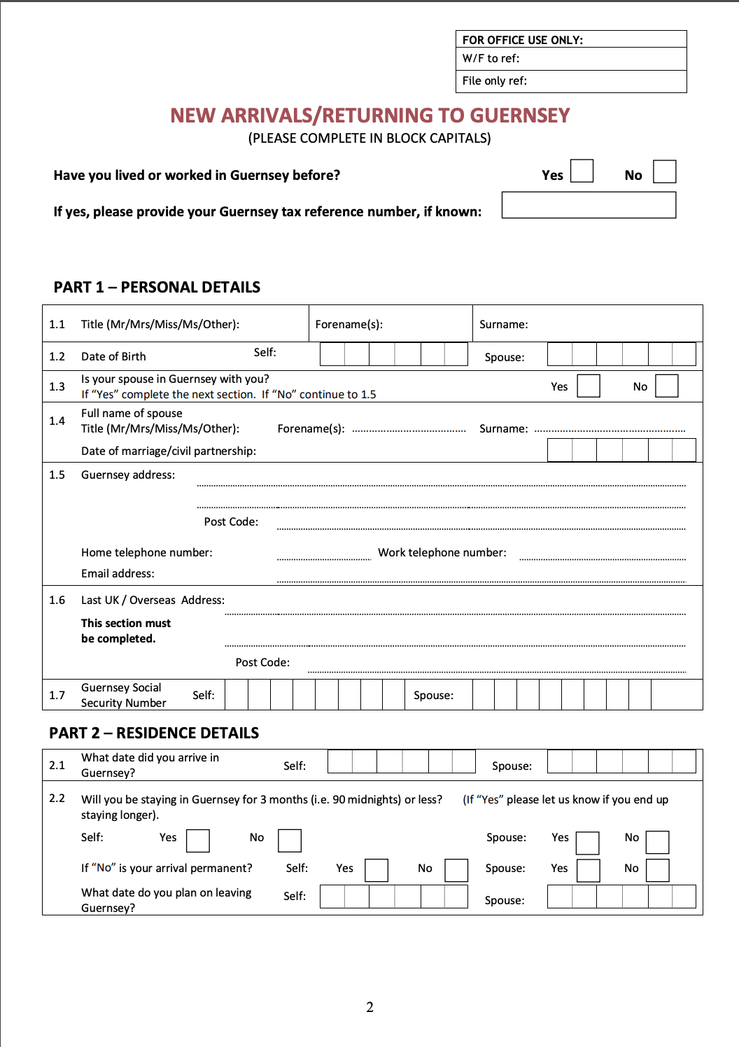 Completing your arriving in Guernsey form FLiP