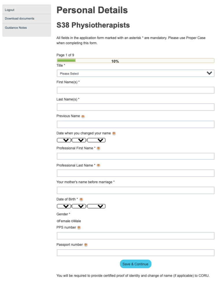 Registration with CORU FLiP