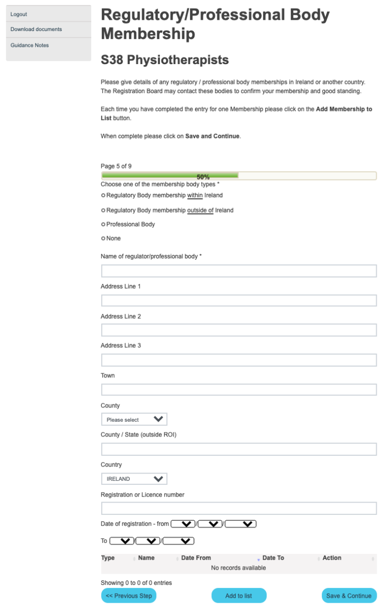 Registration with CORU FLiP